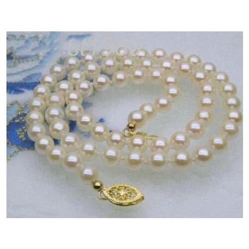 Fine 5-6mm AAA+ grade white AKOYA pearls necklace 14k yellow gold 16" or 18"