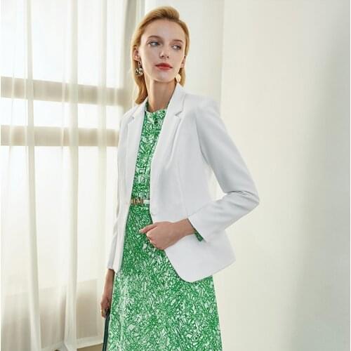 Women England Vintage One Button Pocket White Spring Office Wear Minimalist Blazer Female Formal Business Suit Jackets Coat