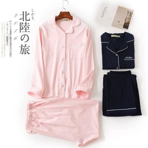 Womens Winter Clothing Cotton Long Sleeve Pajamas Solid Turn-down Collar Pyjamas Women Leisure Loose Loungewear Pijama Home Suit