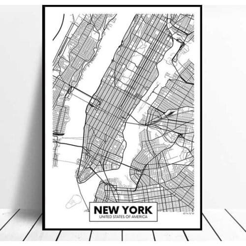 New York City Map Poster USA Line Art Canvas Painting Modern Decoration Wall Picture Nordic Home Illustration Decoration