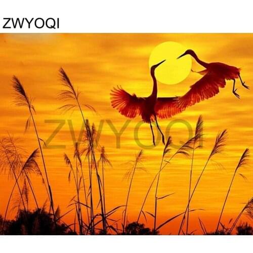 Full Square Diamond embroidery Crane Dandelion sun 5DDIY Diamond painting Cross stitch Full Round Diamond mosaic Crane Dandelion