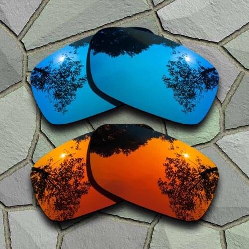 Sky Blue&Red Orange Sunglasses Polarized Replacement Lenses for Oakley Crankcase