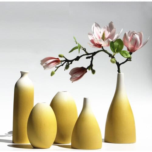 Simple ins style Nordic gradual change small ceramic vase living room flower arrangement fresh dry flower ornaments