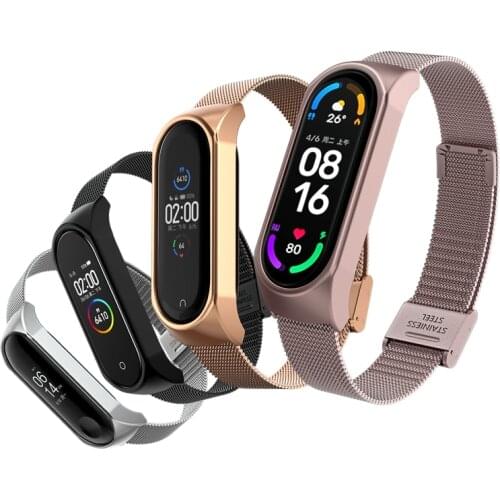 Strap For Xiaomi Mi Band 6 5 4 3 Wrist Strap Stainless Steel Bracelet on Mi Band 5 Wristbands Replacement For MiBand 6 Mi 4 Mi3