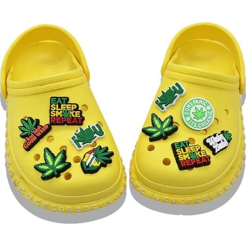 10pcs Weed Shoe Charms PVC Different Shape Fun Decoration Charm for Sandals Wristband Women Men Birthday Party Gifts
