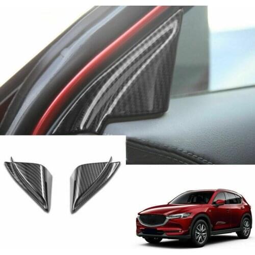 2Pcs Carbon Fiber Look Front A-Pillar Triple-cornered Cover Trim for Mazda CX-5 CX5 2018-19