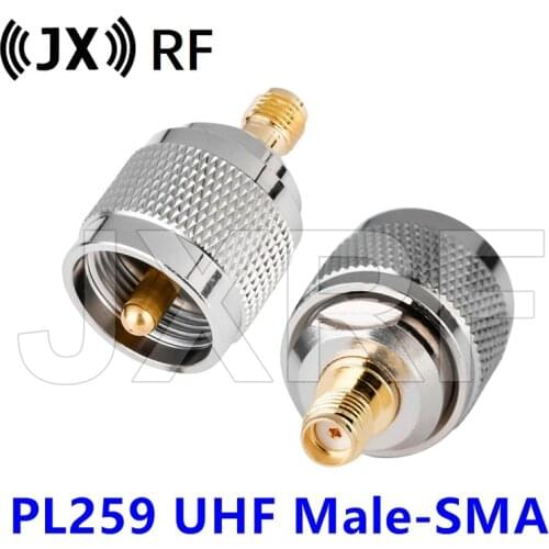 2PCS UHF PL259 Male Plug To SMA Female RF Adapter Connector Coaxial Straight For Radio Antenna