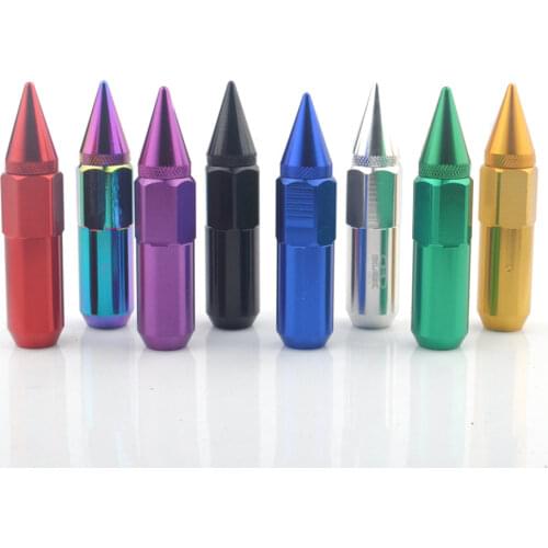 20pcs/Set Racing Car Accessories Wheel Nuts M12x1.5 M12x1.25 Aluminum 60mm Extended Tuner Spike Lug Nuts For Cadillac Lincoln