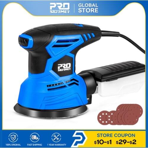300W Random Orbit Sander 7 Variable Speed 13000RPM Orbital Sander 21Pcs Sandpapers Strong Dust Collection System By PROSTORMER