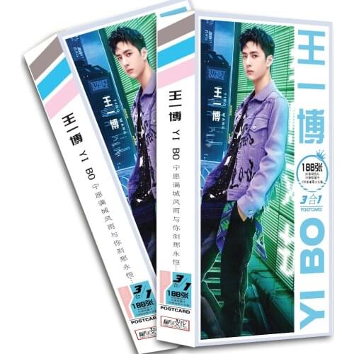 376 PCS Wang Yibo Photo Postcard Stickers Set China TV Drama Male Artist Singer Picture Photo Card Christmas Birthday Gift