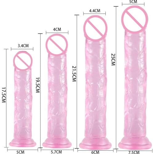 4 Sizes Penis Strap On Dildos Realistic for Woman Soft Jelly Suction Cup Penis Anal Butt Plug Crystal Dildo Sex Toys For Woman
