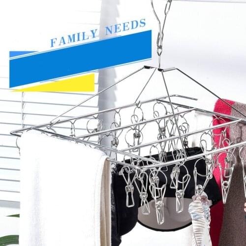 40 Clips Stainless Steel Windproof Clothespin Laundry Hanger Clothesline Sock Towel Bra Drying Rack Clothes Peg Hook Airer Dryer