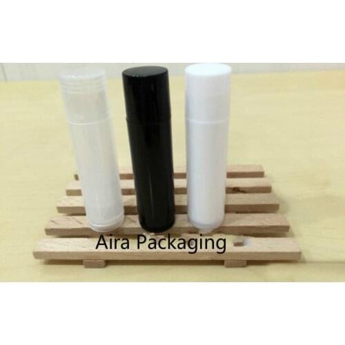 5ML White Empty Lip Balm Tube Black Lipstick Refillable Bottle Plastic Cosmetic Lip Rouge Filling Containers 100pieces