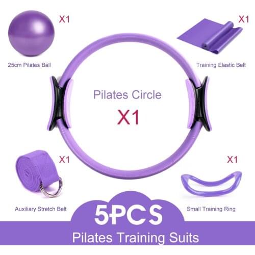 5PCS Yoga Ball Magic Ring Pilates Circle Exercise Equipment Workout Fitness Training Resistance Support Tool Stretch Band Gym