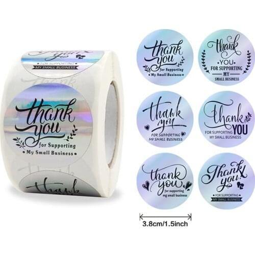 500pcs Thank You Sticker Gold Stamping Envelope Seal Paste 3.8cm Self Adhesive Roll Gift Wedding Decoration Sticker