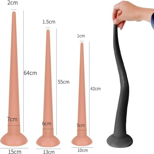 Newest Super 64CM Long Anal Plug Whip Soft With Suction Cup G Spot Anal Dildo Man/Women Masturbator Dick Anal Toys Massager