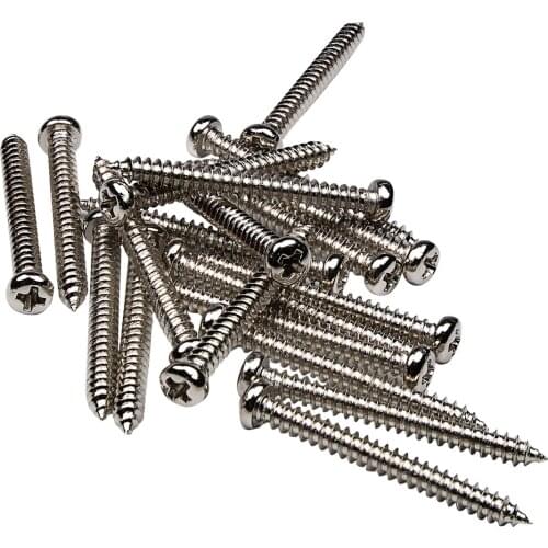 Musiclily Basic 2.6x26mm Metal Metric Thread Guitar Pickup Wood Mounting Screws for Single Coil / Humbucker, Nickel (Set of 20)