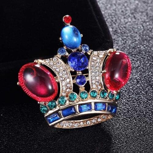 Brand crown brooches Accessory Best Mens wedding Bridal jewelry Gold color pin brooch fashion hats accessories women brooch pin