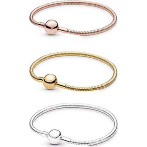 GChic Snake Chain Round Buckle Bracelets for Women Gift Accessories for Beads Jewelry Party Gift Fit Original Bracelet Charms