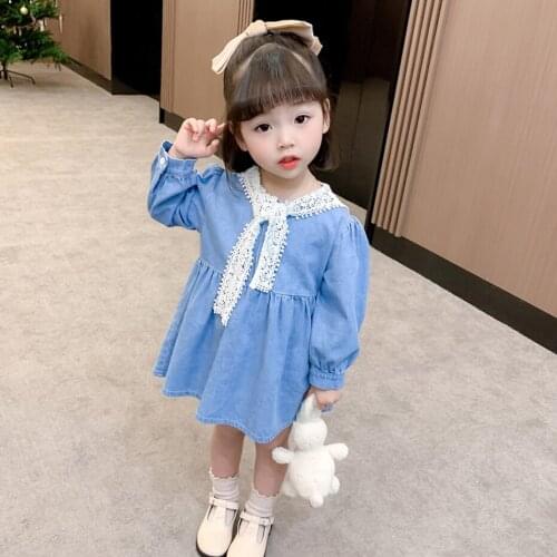 Kids Dresses For Girls Lace Kids Denim Dresses For Girls Casual Children Party Dress Spring Autumn Childrens Clothing
