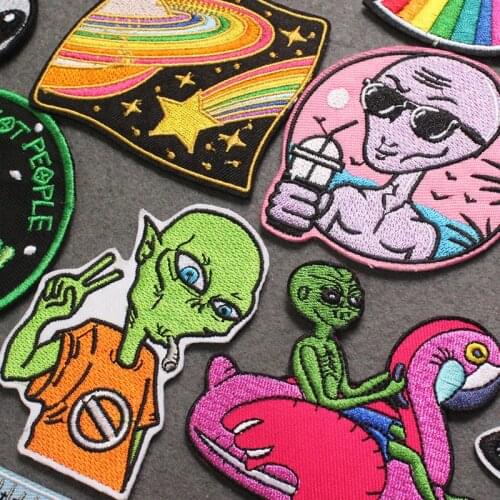 DIY Alien/UFO Patch Iron On Patches On Clothes Embroidered Patches For Clothing Patch Sewing On Garment Apparel Accessories