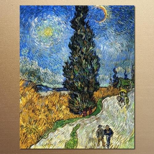 High quality Vincent Van Gogh paintings for sale Cypress against a Starry Sky Canvas art hand-painted