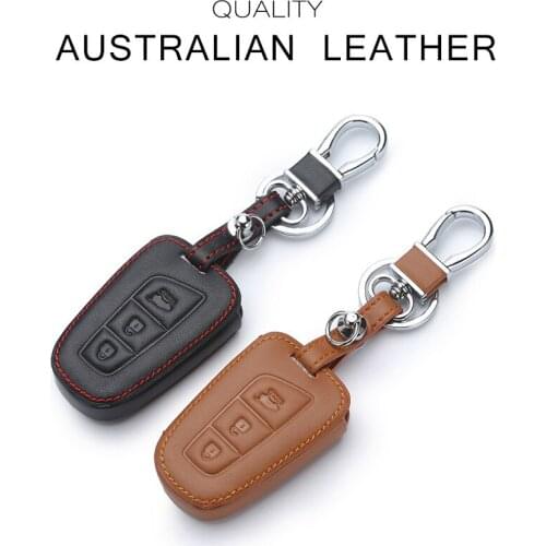 Leather Key Case For Car 3 Buttons For Hyundai Ix45 Santa Fe Tucson Car Key Cover With Keychain Key Portect