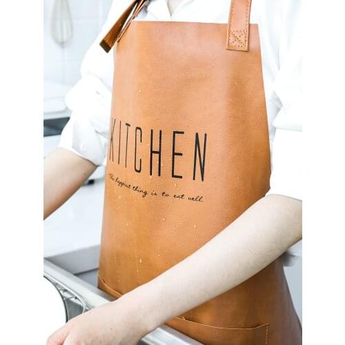 Leather Apron Waterproof Oil-proof Soft Wear-resistant Household Kitchen Female Work Chef Male Cooking Gown Adult