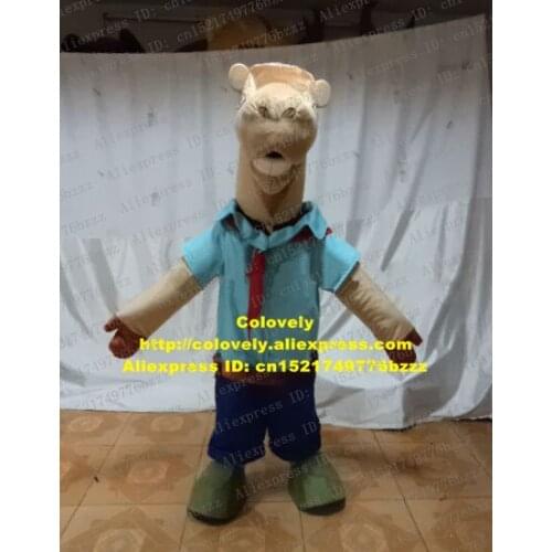 Cool Brown Camel Cantorp Llama Horse Pony Steed Mascot Costume Fancy Dress With Fat Cylinder Neck Blue Pants Big Eyes No.6842