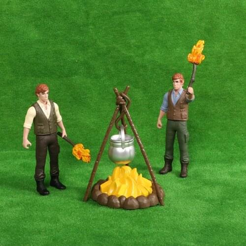 Simulation Model Hunter Forest Picnic Wild Exploration Boil Water Scene,Action Figure Figurine Decoration Collection For Kid Toy