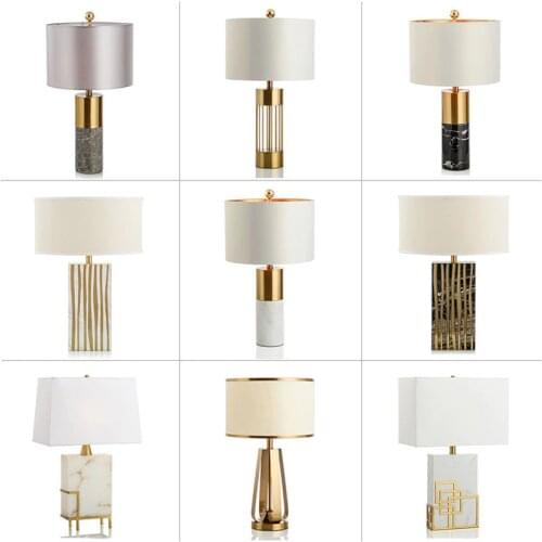 Marble Desk Lamp Bedroom Bedside Cupboard Post Modern Chinese Style Light Luxurious Model Tenant Hall Cloud Stone Table Lamp