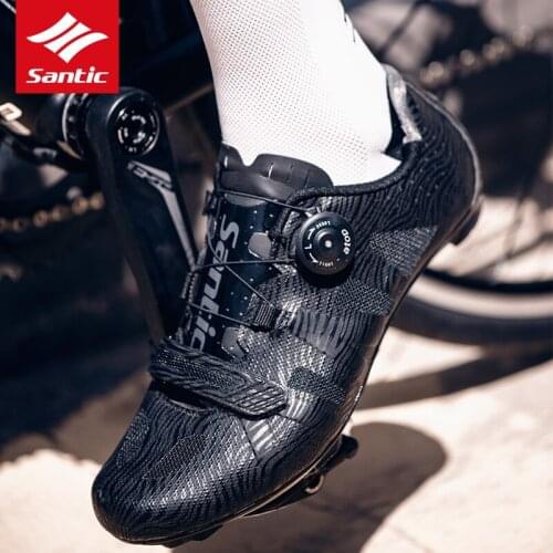 Santic Road Bike Shoes Mens Pro Team Racing Cycling Shoes TPU + Nylon Breathable Comfortable Self-locking Road Bicycle Shoes