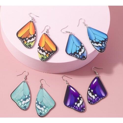 New Fashion Acrylic Butterfly Pendant Earrings Creative Simulation Color Insect Cicada Wing Ladies Tassel Earring Jewelry Gift
