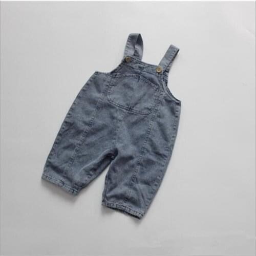 2021 new stylish girls boys denim overalls fashion summer cotton kids jumpsuit