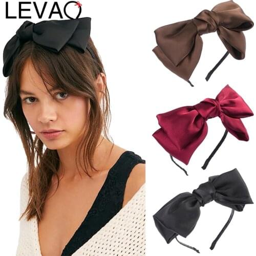 LEVAO Knot Hairband Satin Double Bow Women Girls Hair Bands Head Hoop Bezel Turban Headband Hair Accessories Headwear Headdress