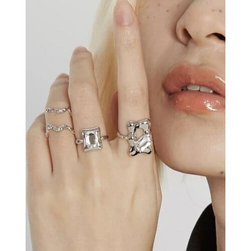 P37 Open Adjustable Ring Cystal thick plated 18K Gold magic mirror Ring For WOMEN Girl Men Gift