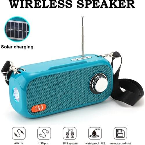 Solar Charging Portable Outdoor Speakers Wireless Bluetooth Sound box Subwoofer With Flashlight FM Radio Loudspeaker Music box
