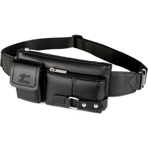 Luxury Brand Waist Bag Men Leather Fanny Pack Chest Bag Male Casual Belt Bags Sling Crossbody Bum Bag Belly Waist Packs