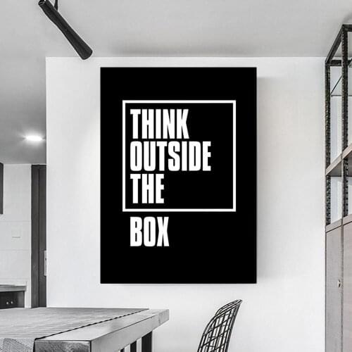 Proverbs Mottos Black And White Think Outside The Box Decorative Decorative Canvas Painting Wall Poster Living Room Decoration