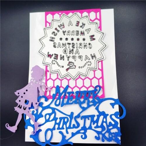 Merry Christmas and Happy New Year Metal Steel Cutting Dies Decorative Scrapbook paper craft knife mould Embossing Cards dies