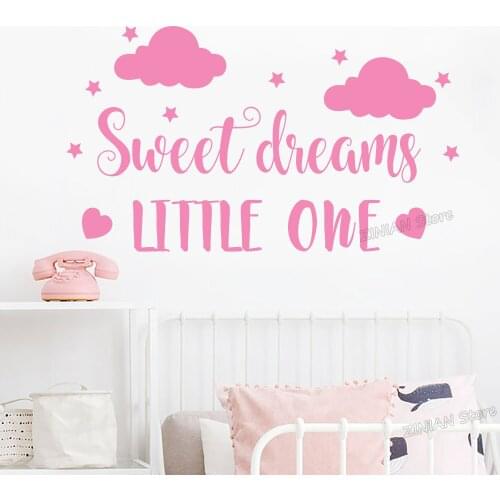 Sweet Dreams Little One Wall Stickers for Baby Nursery Clouds Star Wall Decal Kids Room Wall Decor Murals Vinyl Art Decals A313