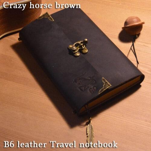 Travelers notebook B6 leather Handmade First layer cowhide cover inserts Diary Journal school Hand Painted Sketchbook notepad