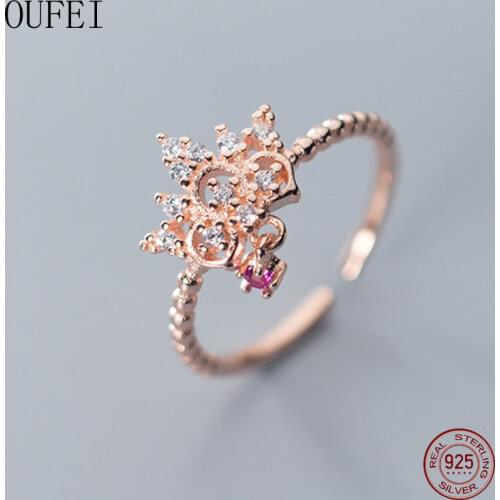 Crown Ring Women 925 Sterling Silver Ring Purple Stone Zircon Charm Opening Rings Fine Jewelry Adjustable Accessories