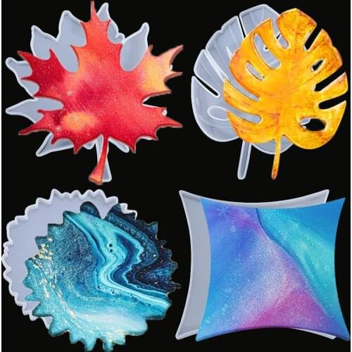 1Pcs Coaster Flexible Silicone Mold Leaf Shape Crystal Epoxy Resin Casting Molds DIY Crafts Decoration Home Table Ornament
