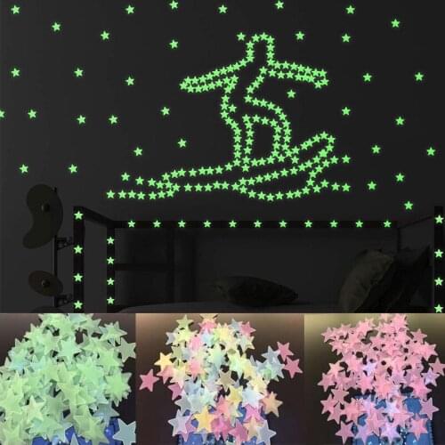 100Pcs Glow in The Dark Stars For Wall Stickers 3D Galaxy Glow Star Luminous On Wall Stickers For Kids Bedroom Living Room Dec