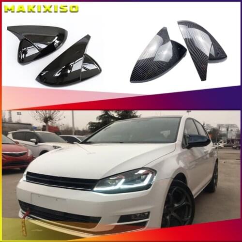 2 pcs Side Wing Mirror Cover Caps Bright Black RearView Mirror Case Cover for VW Golf 7 MK7 7.5 GTD R GTI Touran L E-GOLF