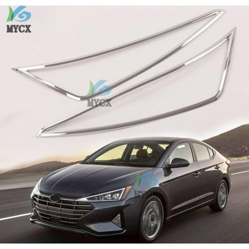 HOT FOR Hyundai Elantra 2019 2020 ABS CHROME FRONT HEAD LIGHT LAMP COVER HEADLIGHT TRIM EYELID 2PCS ACCESSORIES