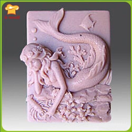 2D Mermaid Soap Silicone Mold Polymer Clay Tool Ocean Goddess Mould