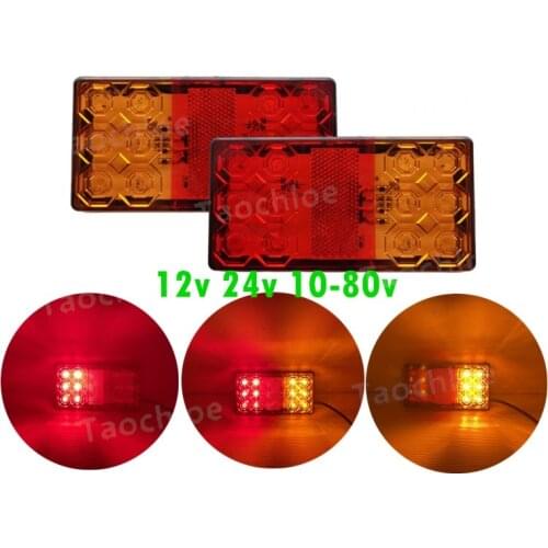 2x 12V 24V 12LED Car Truck Tail Light Taillight Rear Stop Brake Light Indicator Signal Lamp Forklift Trailer Caravan Van Lorry