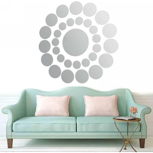 31Pcs 3D Round Mirror Surface Wall Sticker Acrylic Circle Stickers Home Living Room Modern Decorating Accessories